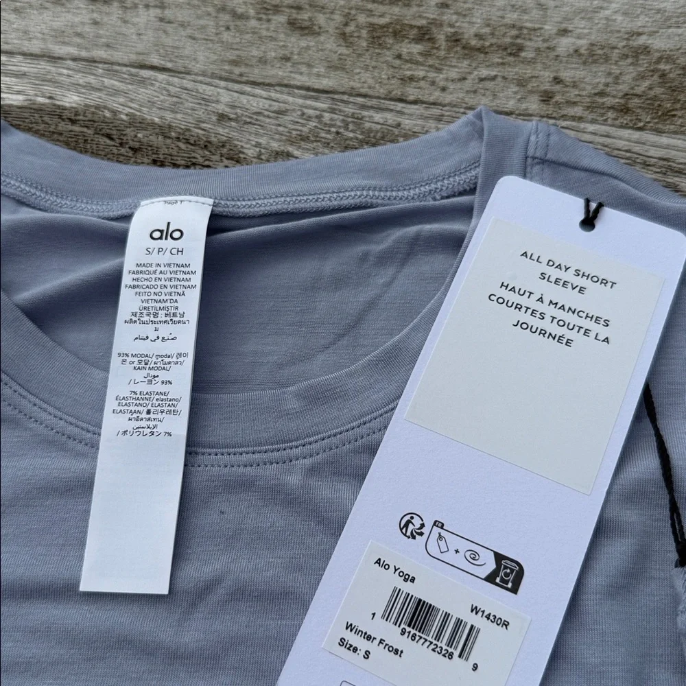 ALO All Day Short Sleeve tee winter‎ frost NWT SIZE Small